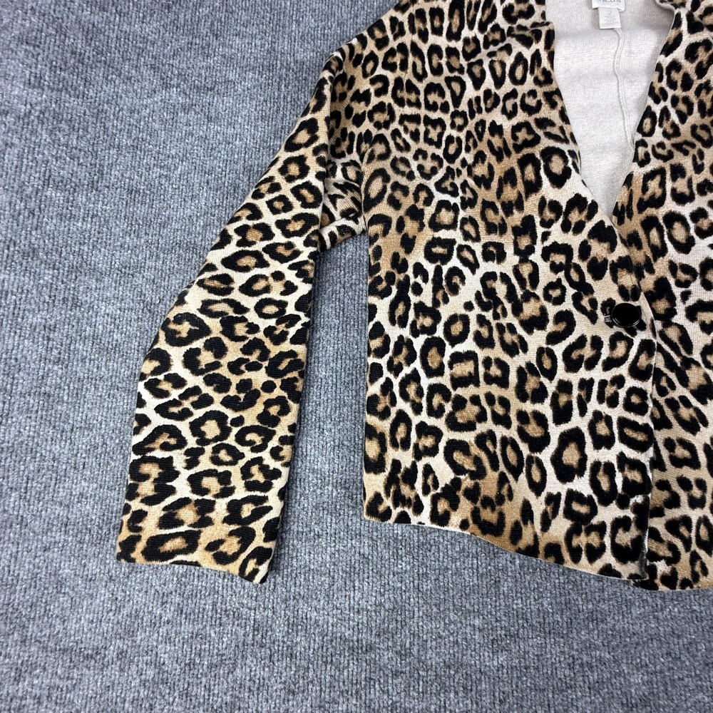 Chicos Cardigan Sweater Womens 2 Brown Leopard Print Button Front Stretch Knit - Picture 2 of 12